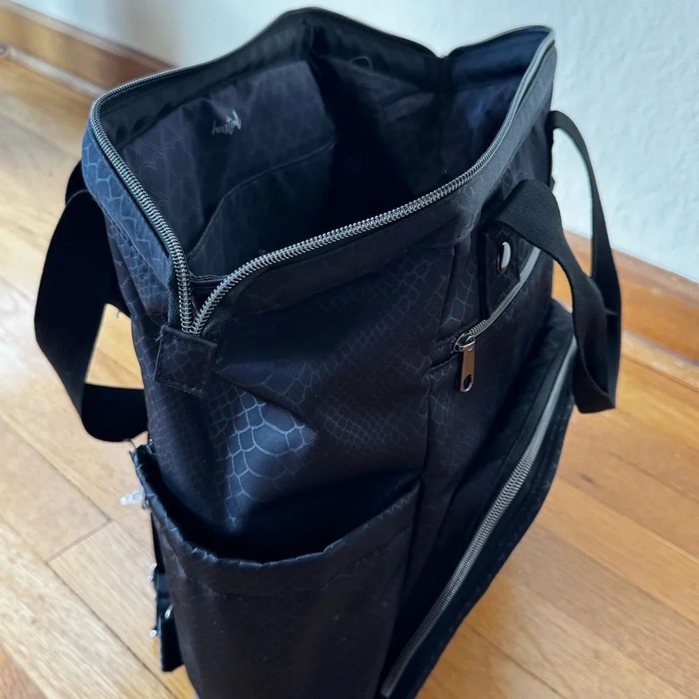 HeartSoul Bella Backpack black pebble with black straps.